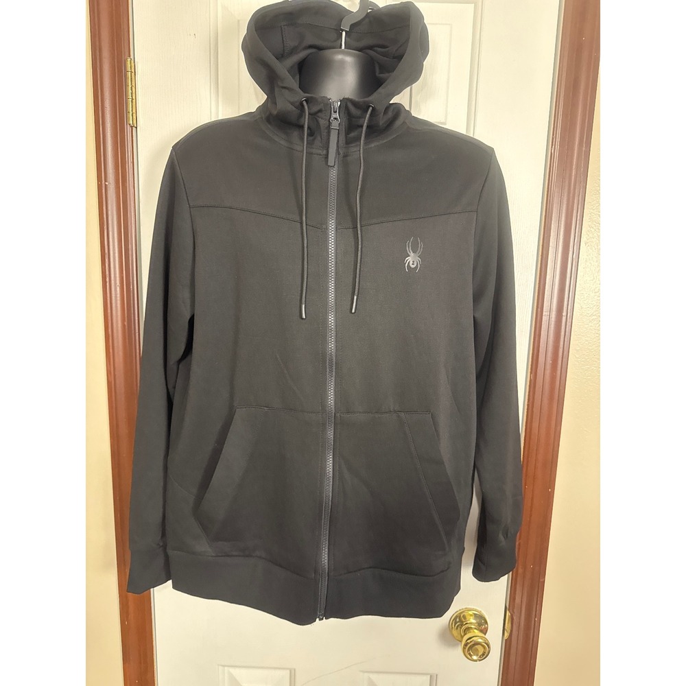 Spyder Active Full Zip‎ Hoodie Jacket Athletic Warm Up Black Mens Medium